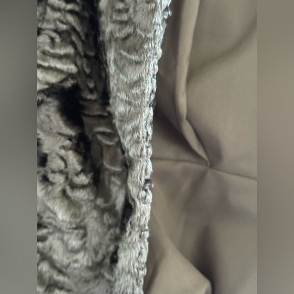 White House Black Market WHBM faux Persian lamb fur jacket XS Black Grey - Picture 7 of 15